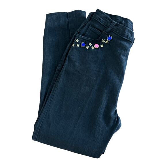 Vintage Cap Ferrat 80's black denim high waist Jeans with stars & stones size 13 - Picture 5 of 16